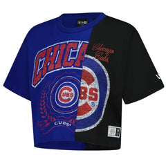 Chicago Cubs Women's Upcycled Colorblocked Boxy Cropped T-Shirt Royal
