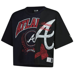 Atlanta Braves Women's Upcycled Colorblocked Boxy Cropped T-Shirt Navy