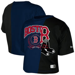 Boston Red Sox Women's Upcycled Colorblocked Boxy Cropped T-Shirt Navy