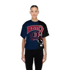 Boston Red Sox Women's Upcycled Colorblocked Boxy Cropped T-Shirt Navy