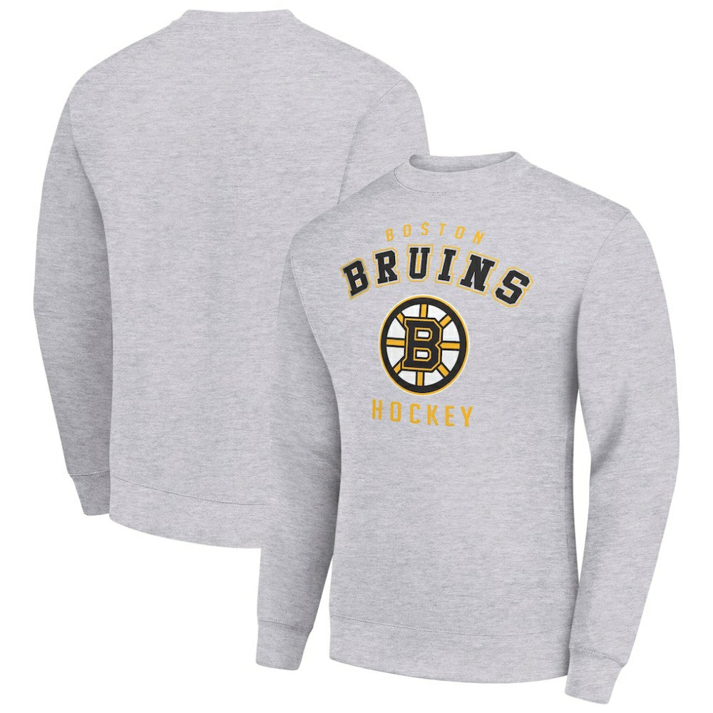 Boston Bruins Men's Starter Team Logo Fleece Pullover Sweatshirt - Heather Gray Sweatshirts