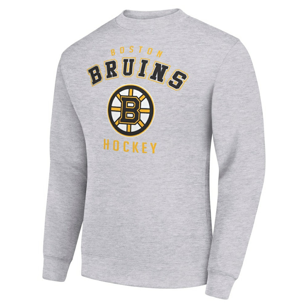 Boston Bruins Men's Starter Team Logo Fleece Pullover Sweatshirt - Heather Gray Sweatshirts