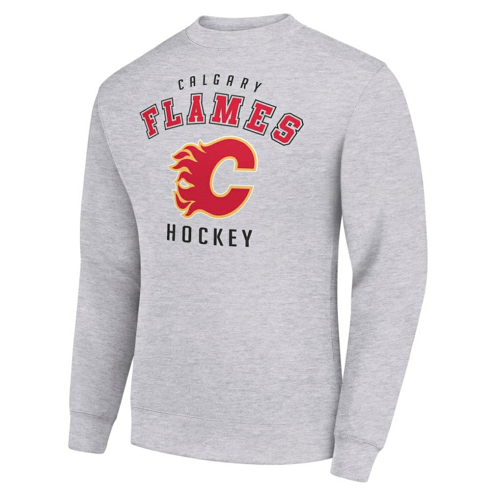 Calgary Flames Men's Starter Team Logo Fleece Pullover Sweatshirt - Heather Gray Sweatshirts