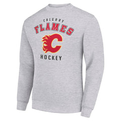 Calgary Flames Men's Starter Team Logo Fleece Pullover Sweatshirt - Heather Gray Sweatshirts