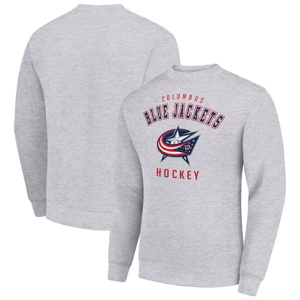 Columbus Blue Jackets Men's Starter Team Logo Fleece Pullover Sweatshirt - Heather Gray Sweatshirts