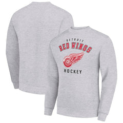 Detroit Red Wings Men's Starter Team Logo Fleece Pullover Sweatshirt - Heather Gray Sweatshirts