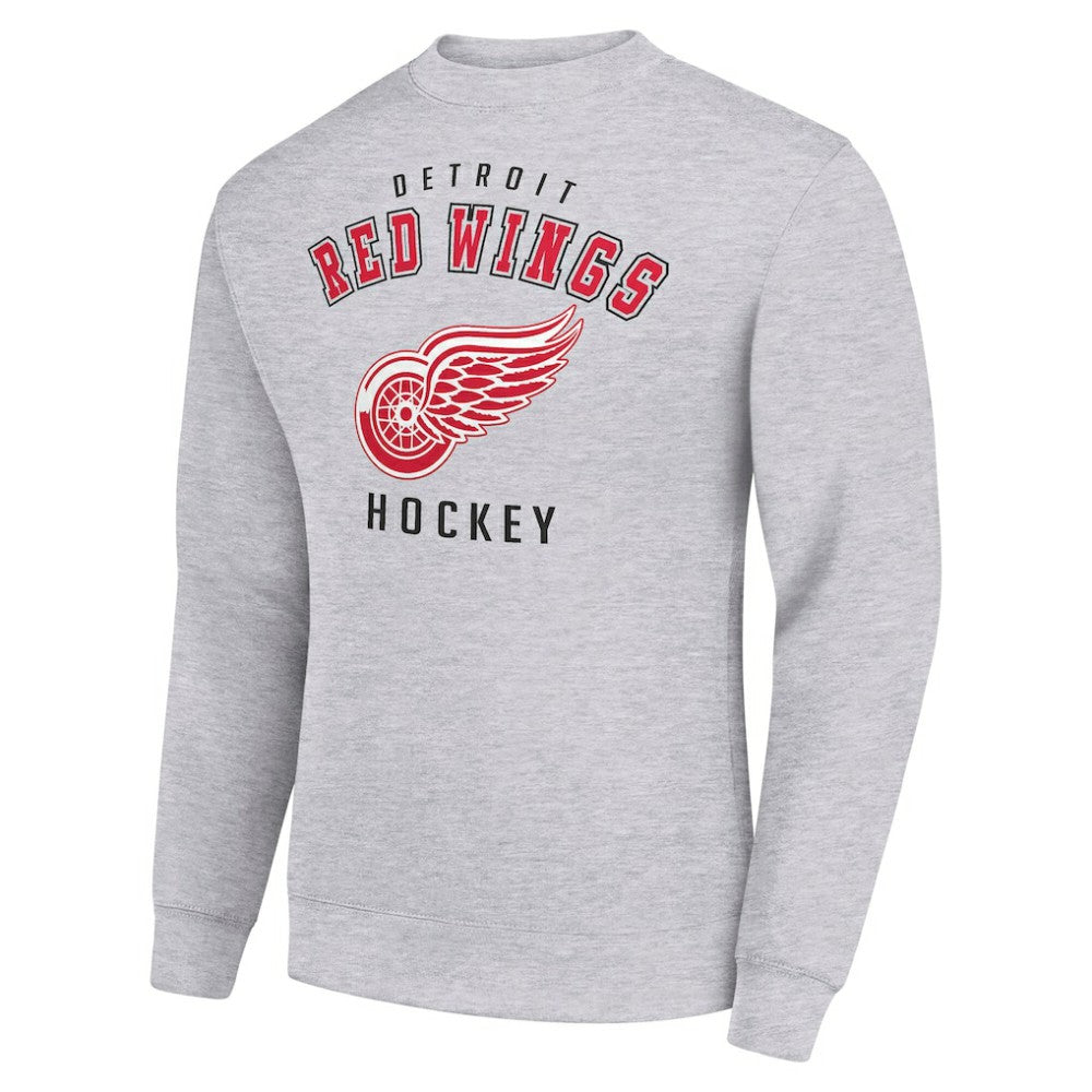 Detroit Red Wings Men's Starter Team Logo Fleece Pullover Sweatshirt - Heather Gray Sweatshirts