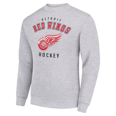 Detroit Red Wings Men's Starter Team Logo Fleece Pullover Sweatshirt - Heather Gray Sweatshirts