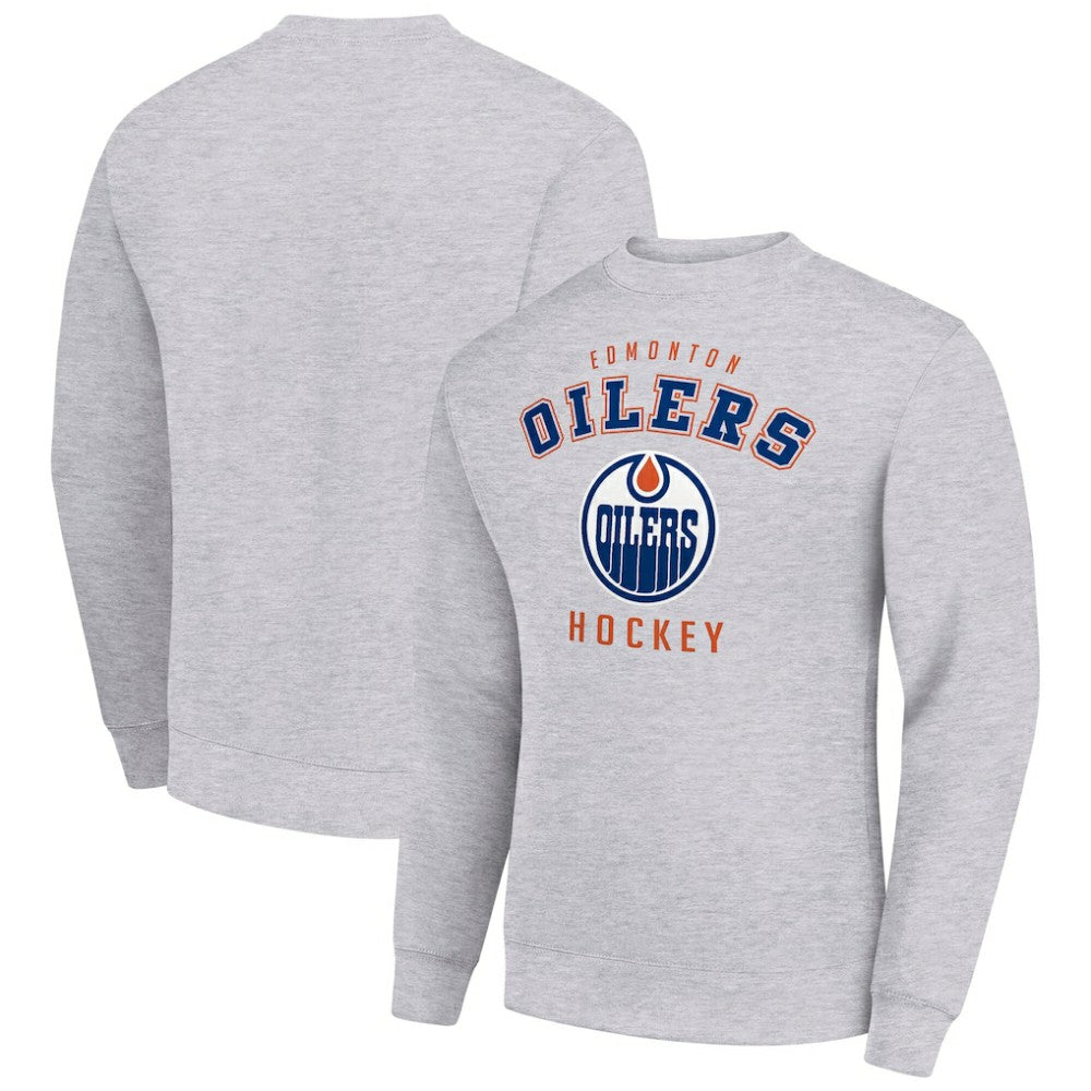 Edmonton Oilers Men's Starter Team Logo Fleece Pullover Sweatshirt - Heather Gray Sweatshirts