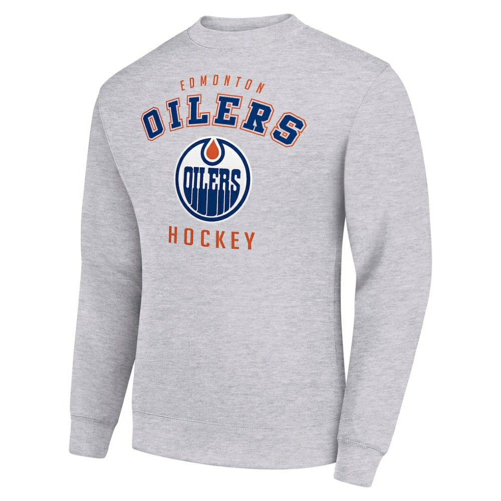 Edmonton Oilers Men's Starter Team Logo Fleece Pullover Sweatshirt - Heather Gray Sweatshirts