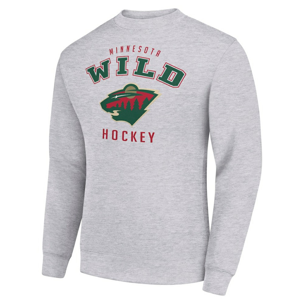 Minnesota Wild Men's Starter Team Logo Fleece Pullover Sweatshirt - Heather Gray Sweatshirts