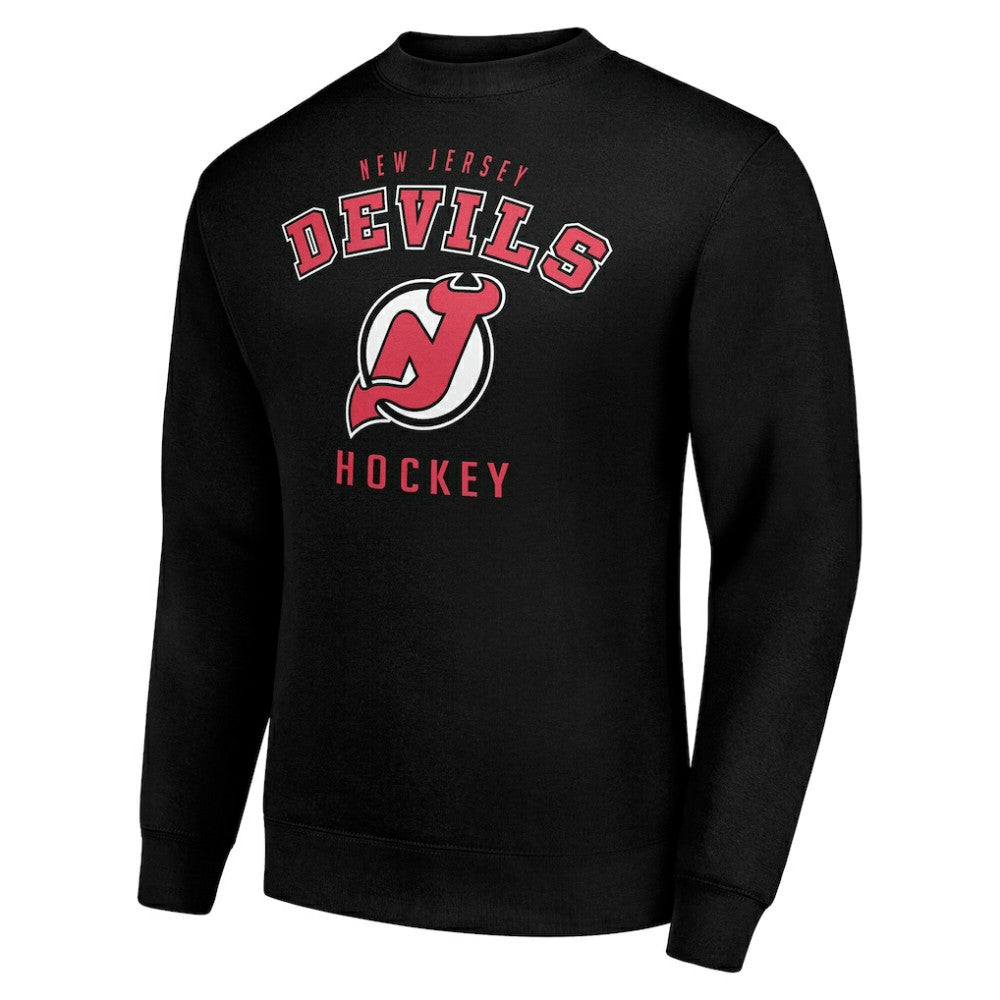 New Jersey Devils Men's Starter Team Logo Fleece Pullover Sweatshirt - Black Sweatshirts