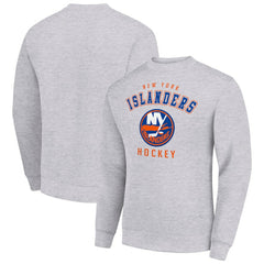 New York Islanders Men's Starter Team Logo Fleece Pullover Sweatshirt - Heather Gray Sweatshirts