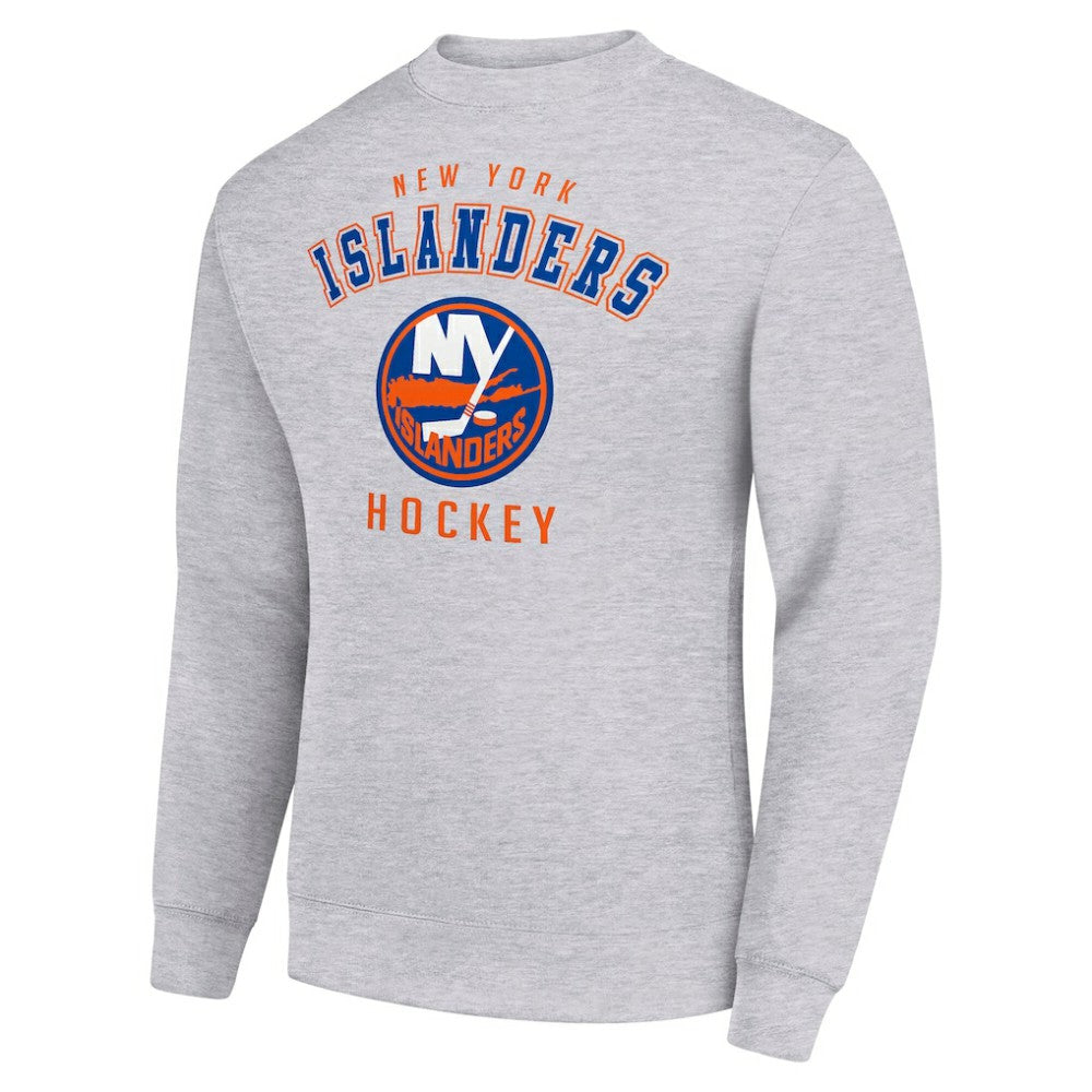 New York Islanders Men's Starter Team Logo Fleece Pullover Sweatshirt - Heather Gray Sweatshirts
