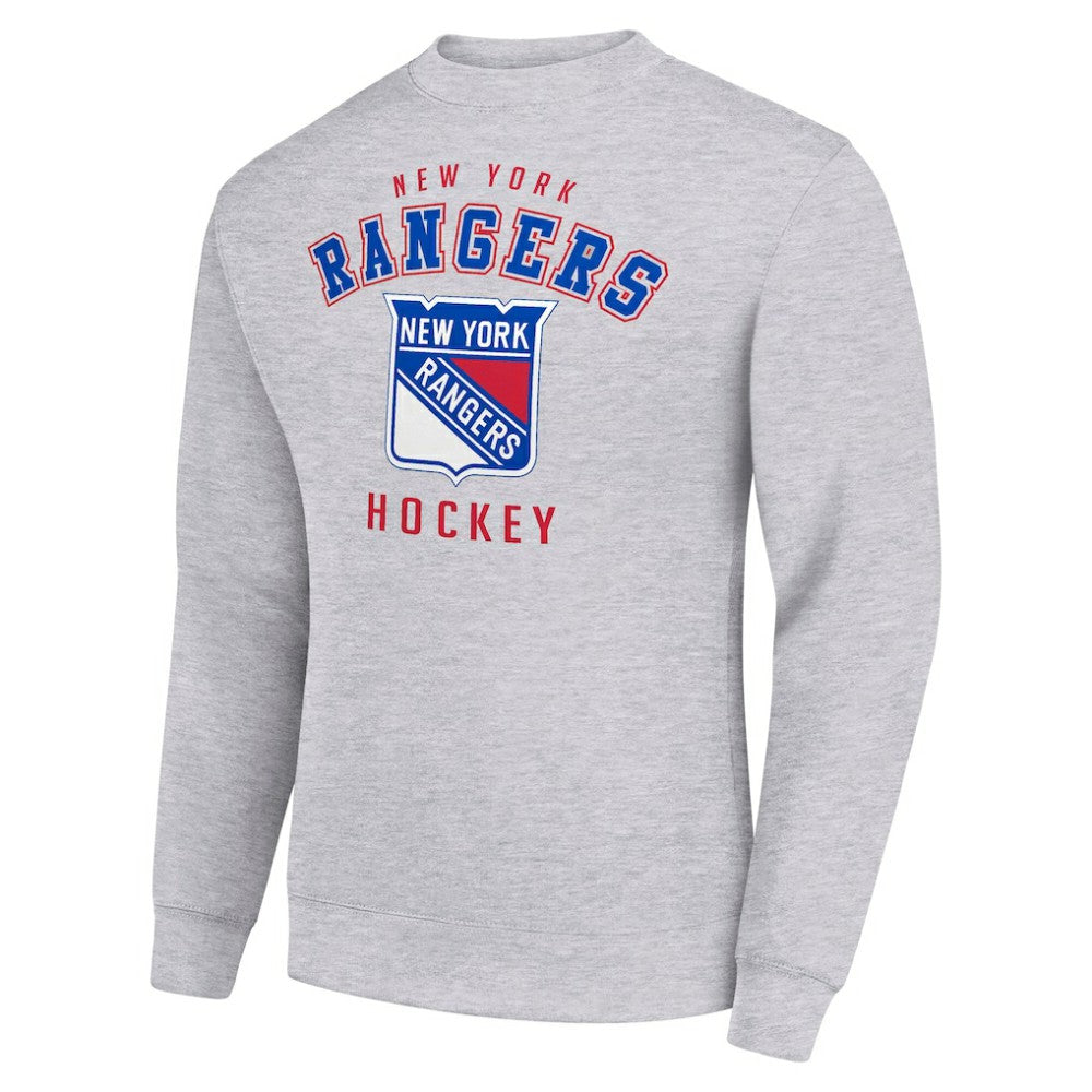 New York Rangers Men's Starter Team Logo Fleece Pullover Sweatshirt - Heather Gray Sweatshirts