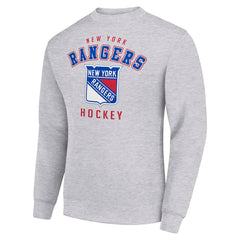 New York Rangers Men's Starter Team Logo Fleece Pullover Sweatshirt - Heather Gray Sweatshirts