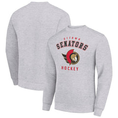 Ottawa Senators Men's Starter Team Logo Fleece Pullover Sweatshirt - Heather Gray Sweatshirts