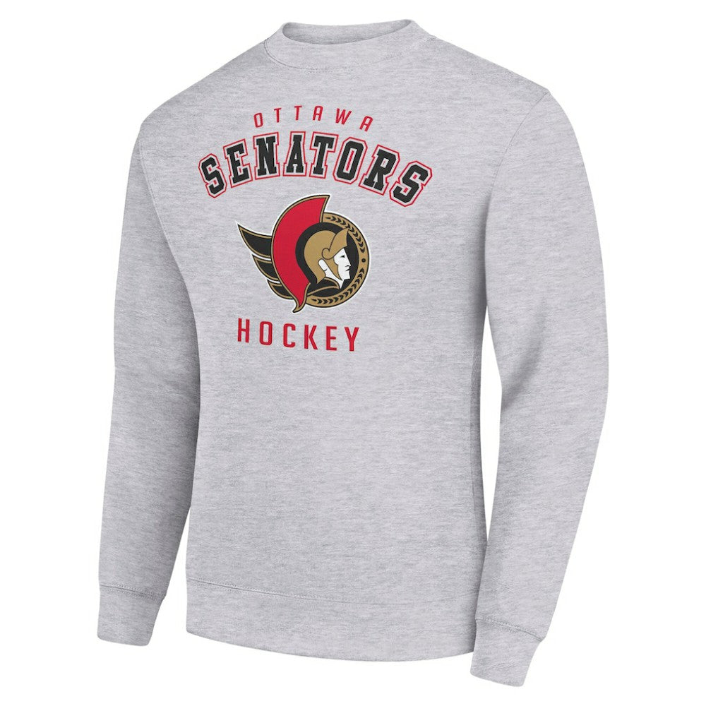 Ottawa Senators Men's Starter Team Logo Fleece Pullover Sweatshirt - Heather Gray Sweatshirts