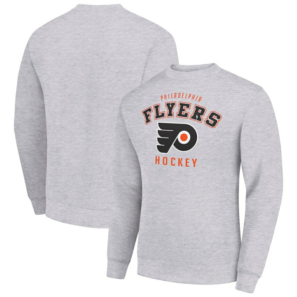 Philadelphia Flyers Men's Starter Team Logo Fleece Pullover Sweatshirt - Heather Gray Sweatshirts