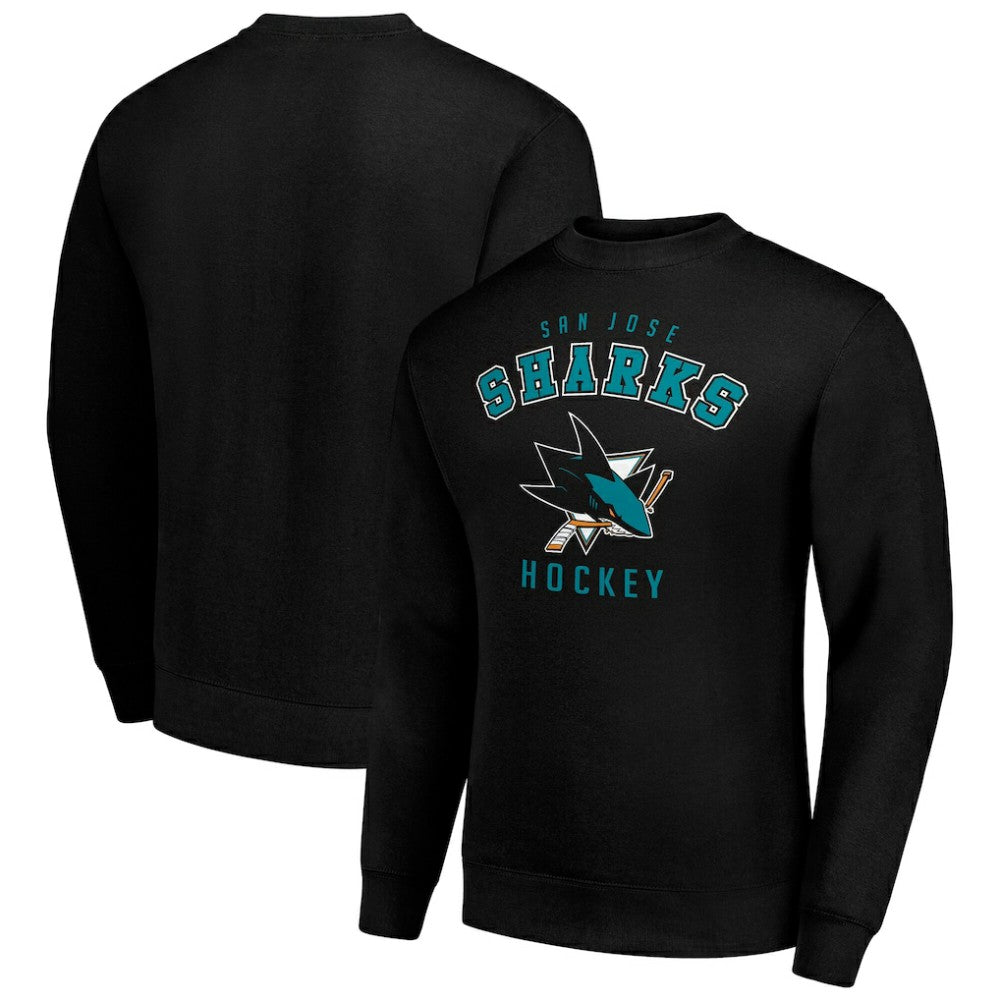 San Jose Sharks Men's Starter Team Logo Fleece Pullover Sweatshirt - Black Sweatshirts