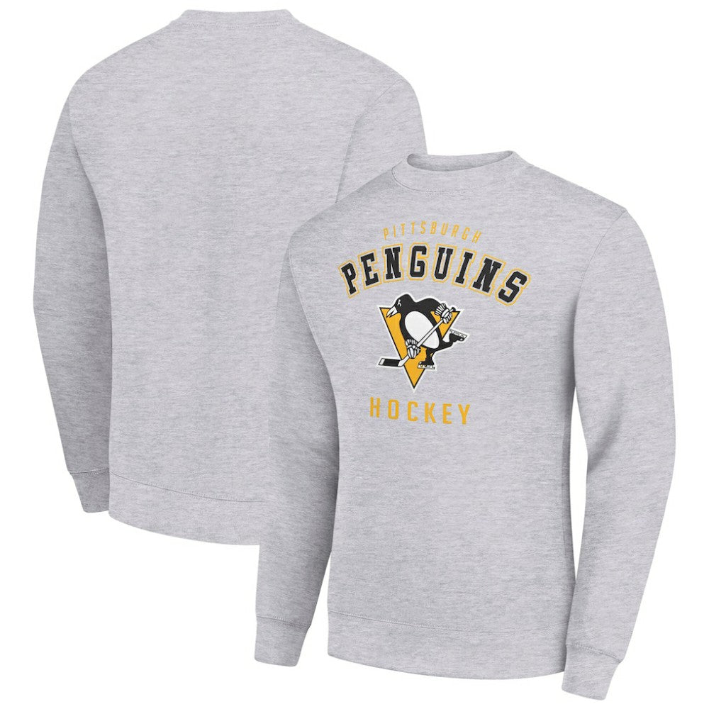 Pittsburgh Penguins Men's Starter Team Logo Fleece Pullover Sweatshirt - Heather Gray Sweatshirts