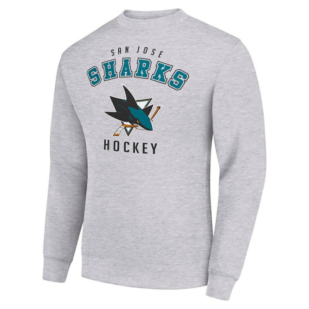 San Jose Sharks Men's Starter Team Logo Fleece Pullover Sweatshirt - Heather Gray Sweatshirts