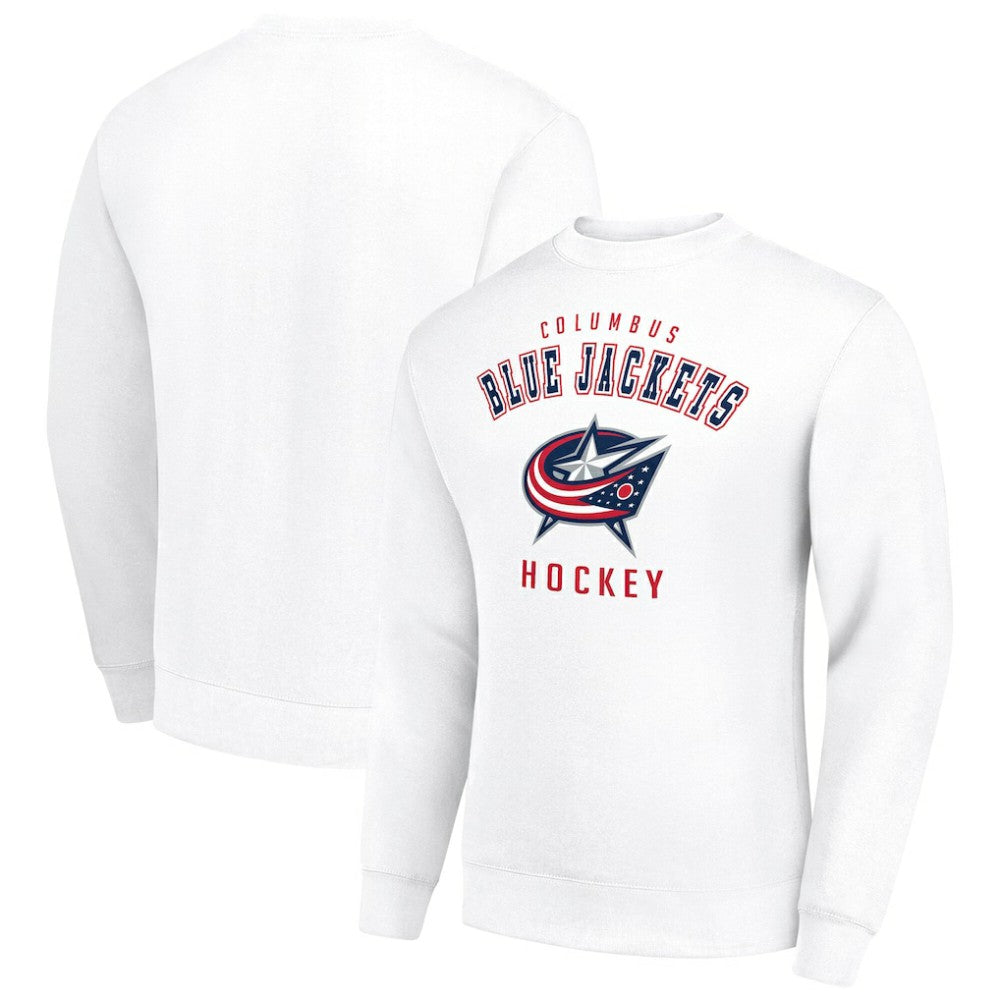 Columbus Blue Jackets Men's Starter Team Logo Fleece Pullover Sweatshirt - White Sweatshirts