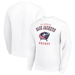 Columbus Blue Jackets Men's Starter Team Logo Fleece Pullover Sweatshirt - White Sweatshirts