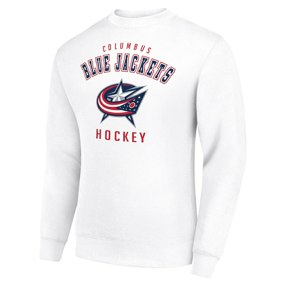 Columbus Blue Jackets Men's Starter Team Logo Fleece Pullover Sweatshirt - White Sweatshirts
