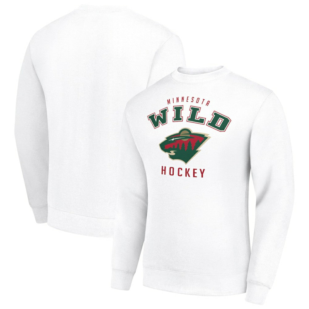 Minnesota Wild Men's Starter Team Logo Fleece Pullover Sweatshirt - White Sweatshirts