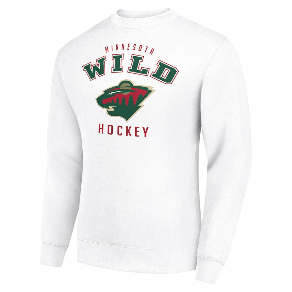 Minnesota Wild Men's Starter Team Logo Fleece Pullover Sweatshirt - White Sweatshirts