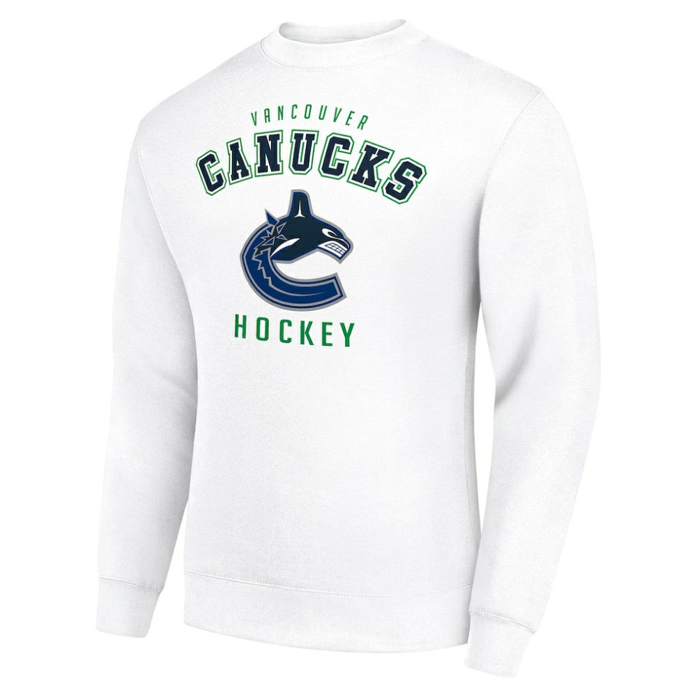 Vancouver Canucks Men's Starter Team Logo Fleece Pullover Sweatshirt - White Sweatshirts