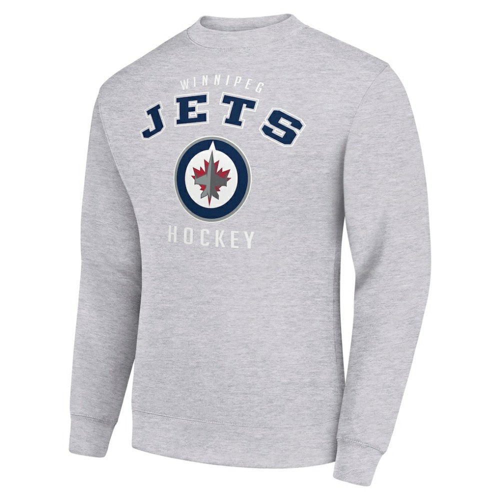 Winnipeg Jets Men's Starter Team Logo Fleece Pullover Sweatshirt - Heather Gray Sweatshirts