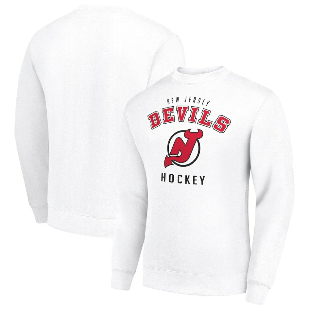 New Jersey Devils Men's Starter Team Logo Fleece Pullover Sweatshirt - White Sweatshirts