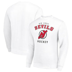 New Jersey Devils Men's Starter Team Logo Fleece Pullover Sweatshirt - White Sweatshirts