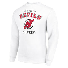 New Jersey Devils Men's Starter Team Logo Fleece Pullover Sweatshirt - White Sweatshirts