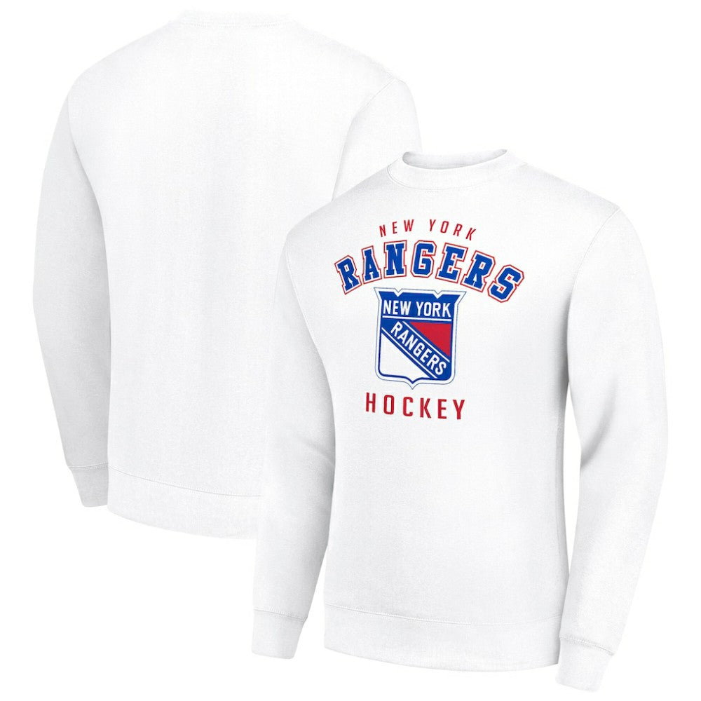 New York Rangers Men's Starter Team Logo Fleece Pullover Sweatshirt - White Sweatshirts