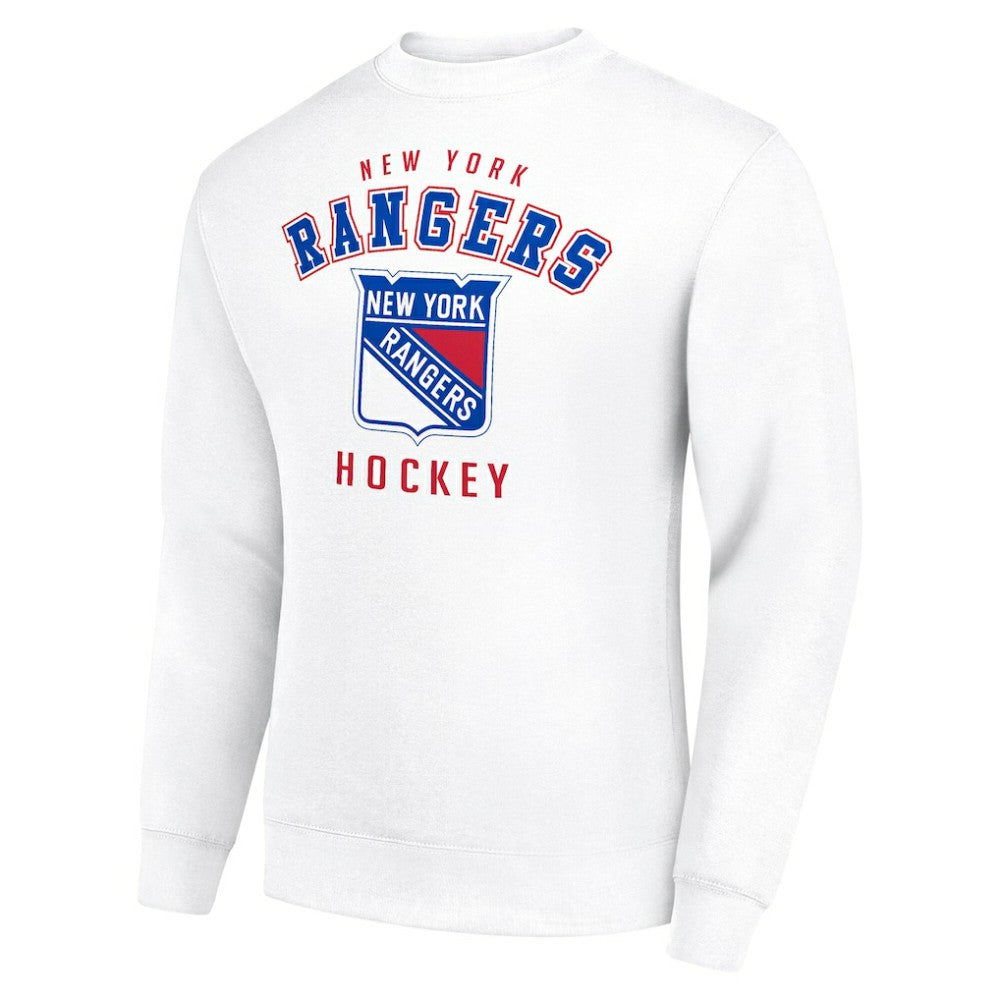 New York Rangers Men's Starter Team Logo Fleece Pullover Sweatshirt - White Sweatshirts