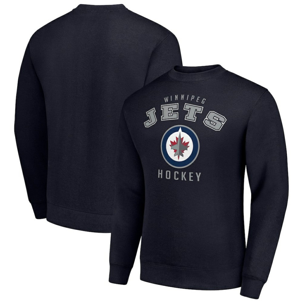 Winnipeg Jets Men's Starter Team Logo Fleece Pullover Sweatshirt - Navy Sweatshirts
