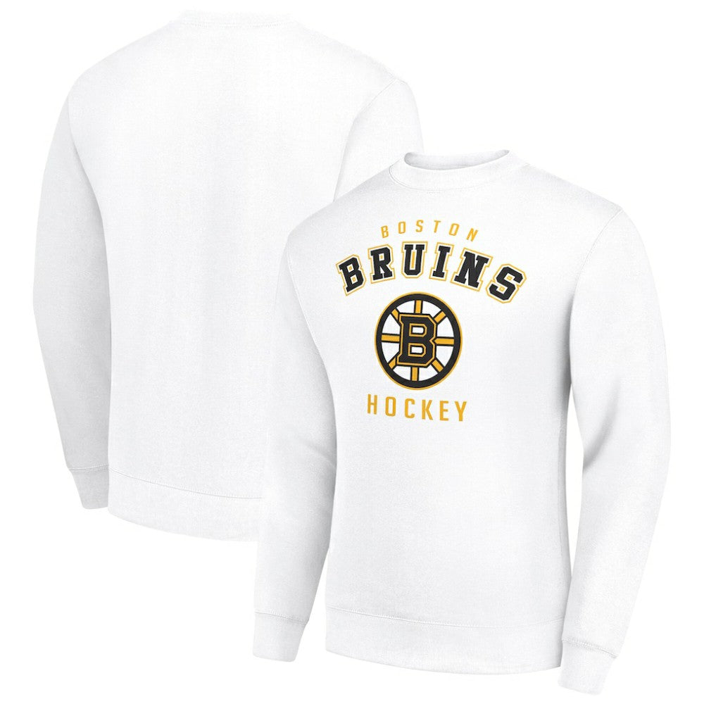 Boston Bruins Men's Starter Team Logo Fleece Pullover Sweatshirt - White Sweatshirts