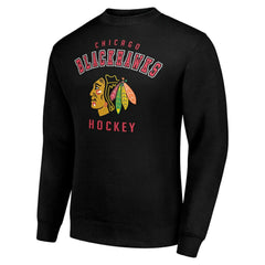 Chicago Blackhawks Men's Starter Team Logo Fleece Pullover Sweatshirt - Black Sweatshirts