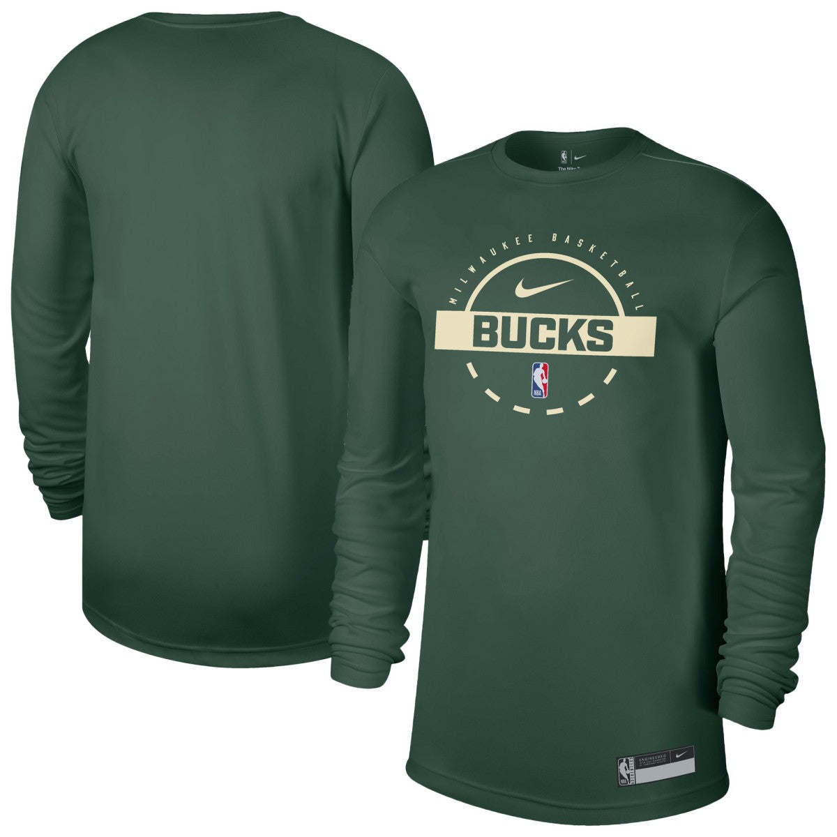 Milwaukee Bucks 2025/26 On-Court Flare Dri-FIT Practice Long Sleeve Tri-Blend T-Shirt - Hunter Green on sale