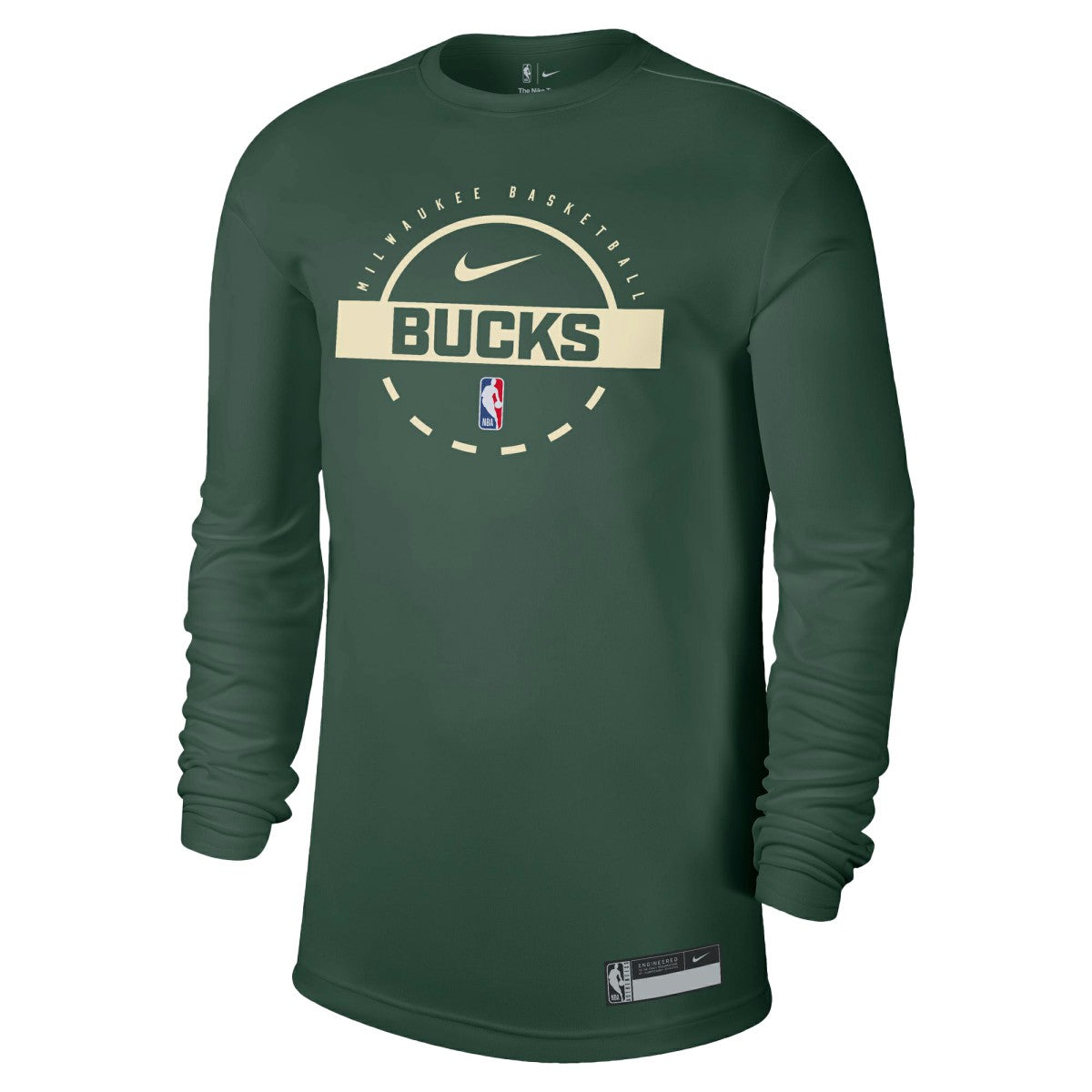 Milwaukee Bucks 2025/26 On-Court Flare Dri-FIT Practice Long Sleeve Tri-Blend T-Shirt - Hunter Green on sale