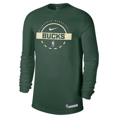 Milwaukee Bucks 2025/26 On-Court Flare Dri-FIT Practice Long Sleeve Tri-Blend T-Shirt - Hunter Green on sale