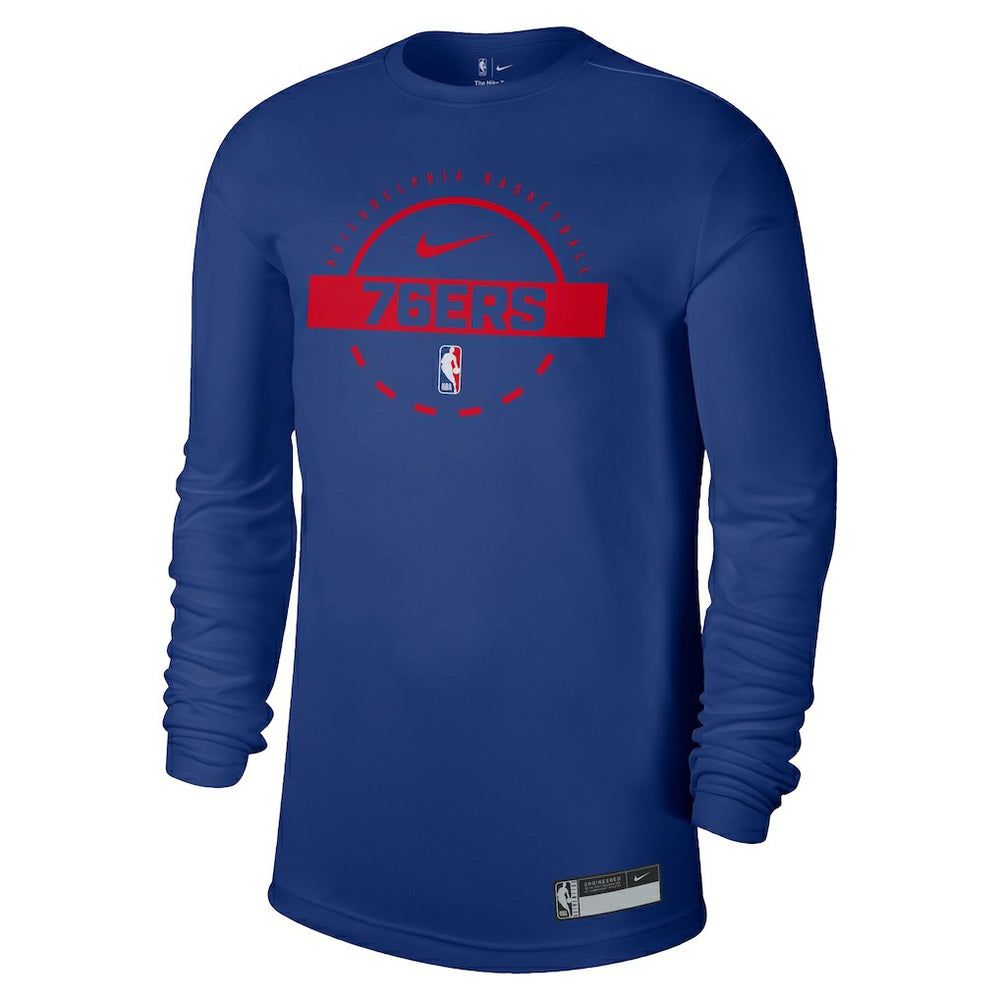 Philadelphia 76ers 2025/26 On-Court Flare Dri-FIT Practice Long Sleeve Tri-Blend T-Shirt - Royal sale