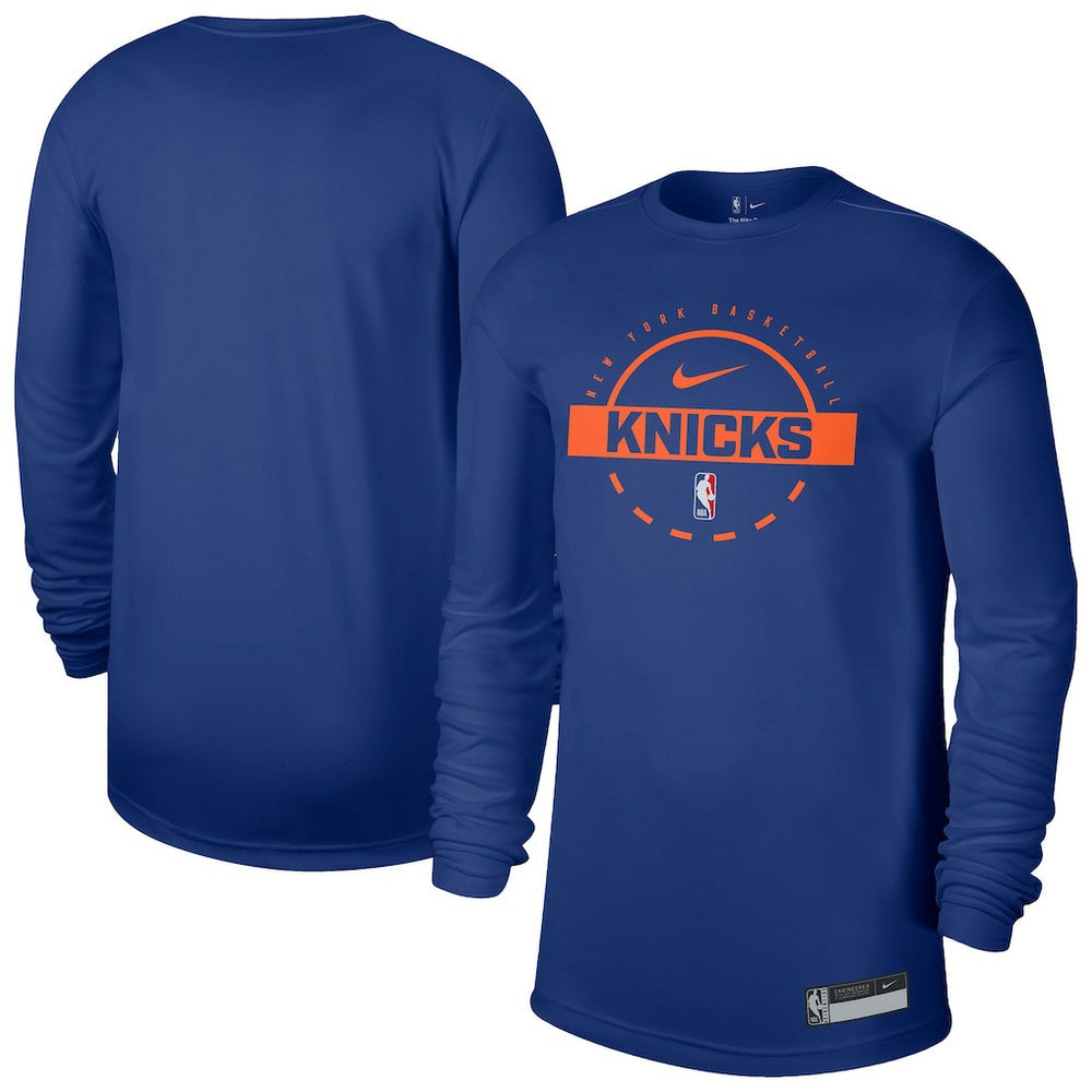 New York Knicks 2025/26 On-Court Flare Dri-FIT Practice Long Sleeve Tri-Blend T-Shirt - Blue cheap