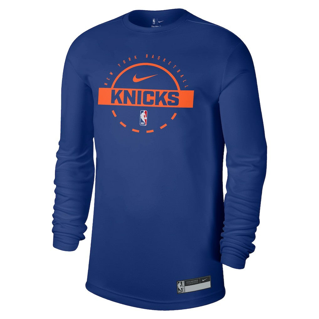 New York Knicks 2025/26 On-Court Flare Dri-FIT Practice Long Sleeve Tri-Blend T-Shirt - Blue cheap