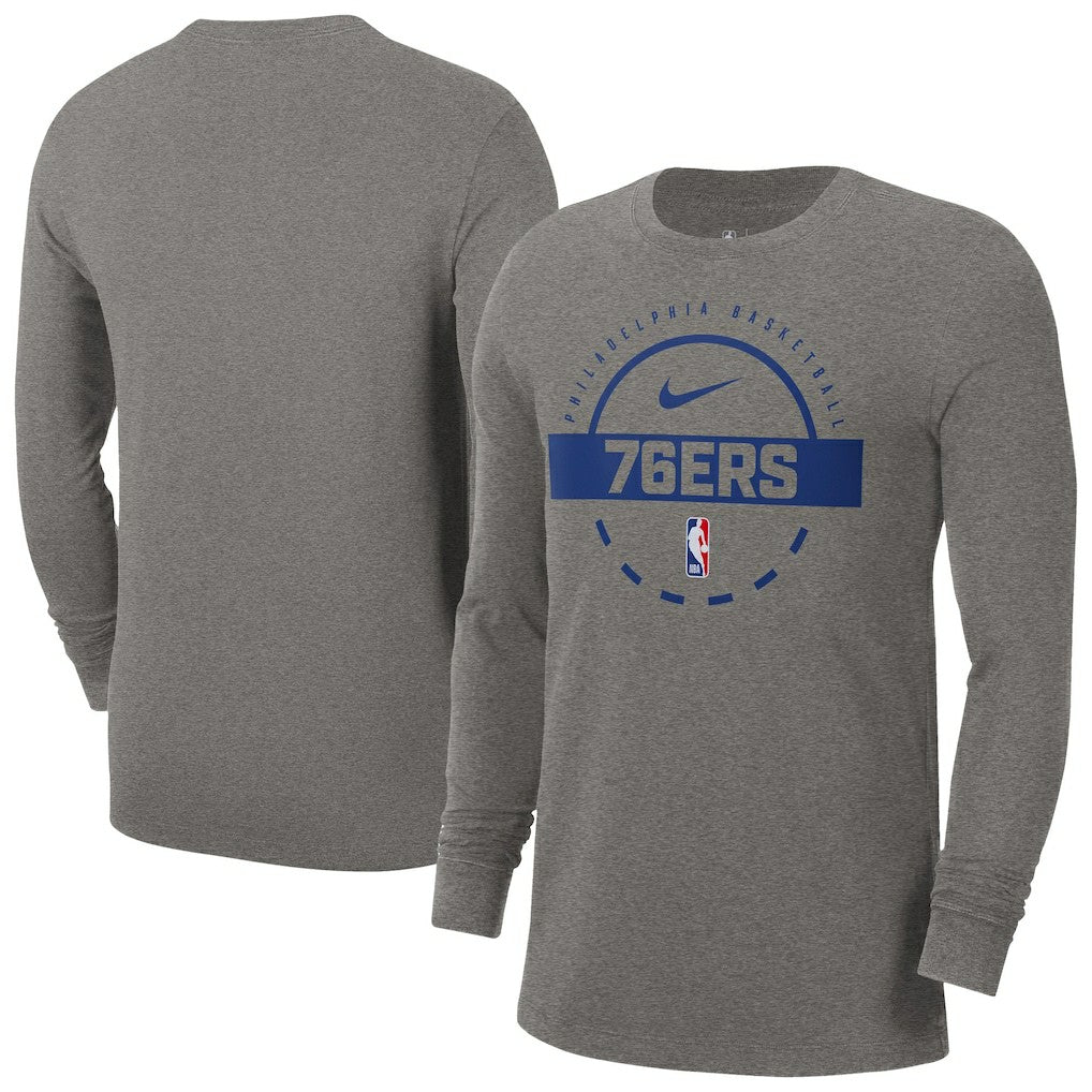 Philadelphia 76ers Authentic Long Sleeve Practice T-Shirt - Charcoal on sale