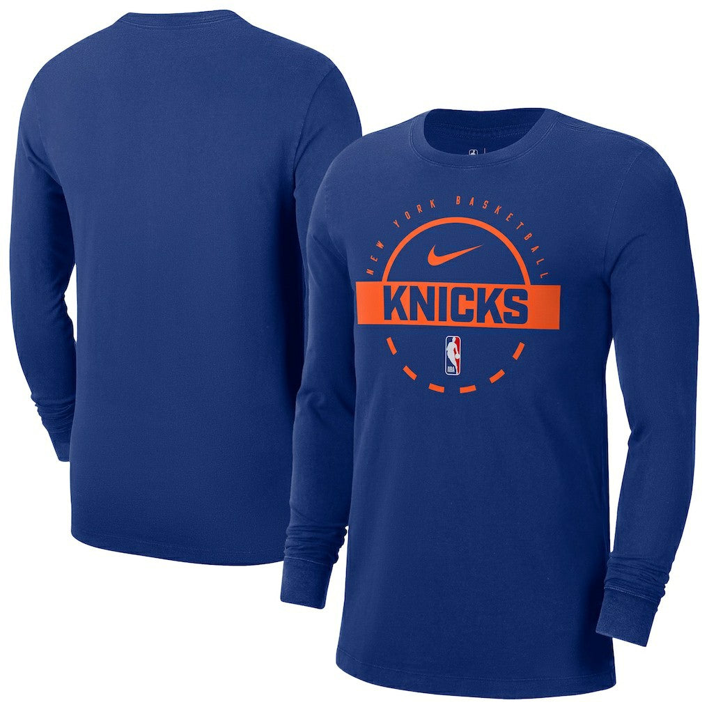 New York Knicks Authentic Long Sleeve Practice T-Shirt - Blue discount