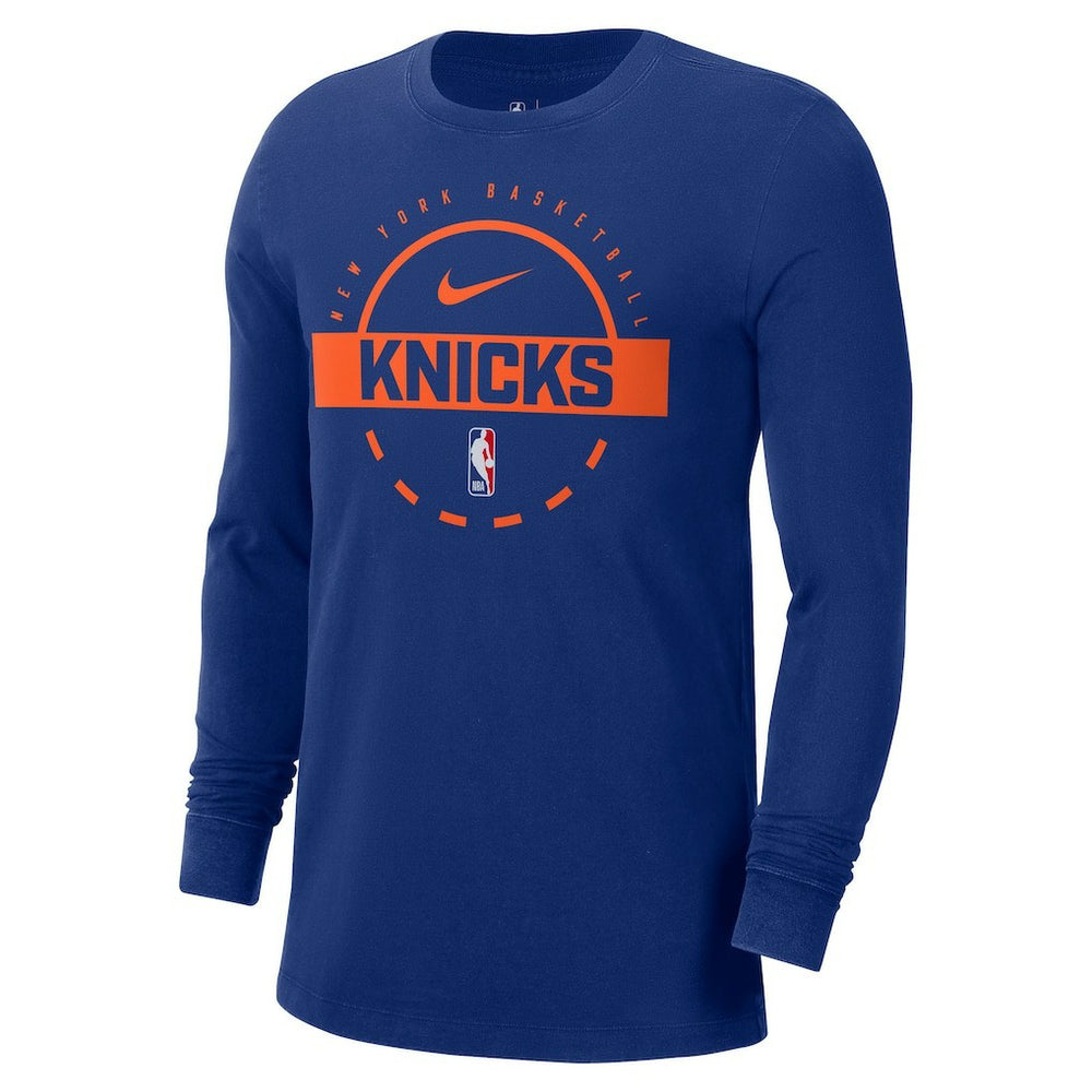New York Knicks Authentic Long Sleeve Practice T-Shirt - Blue discount